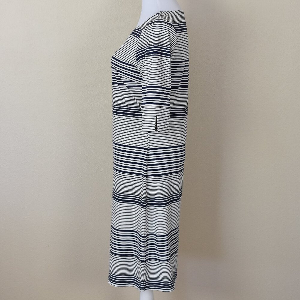 Ellie Kai Stripe 3/4 Sleeve Dress Navy/White 4 - Picture 4 of 9